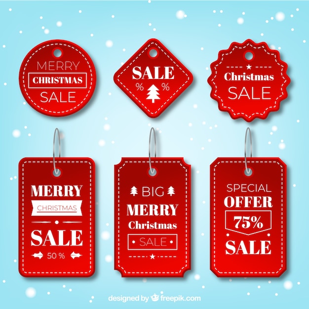 Free vector set of christmas sale tags