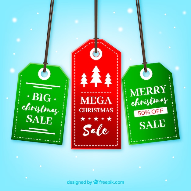 Set of christmas sale tags