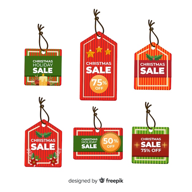 Set of christmas sale tags