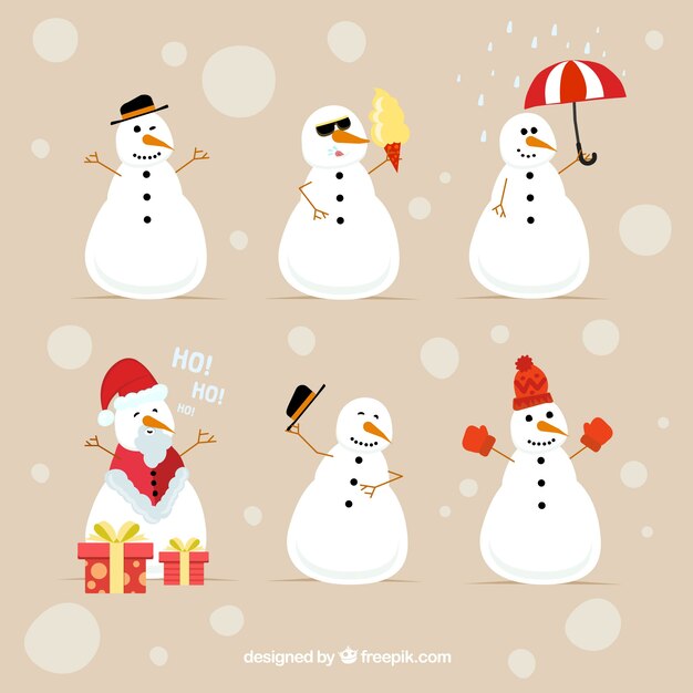 Free vector set of christmas snowman