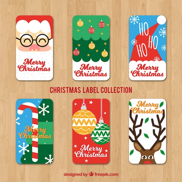 Free vector set of christmas stickers in flat design