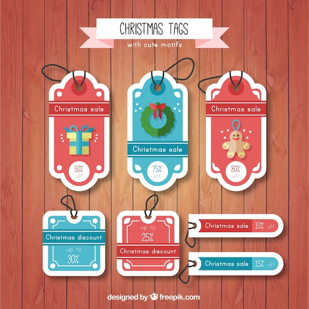 Set of christmas tags with special offers