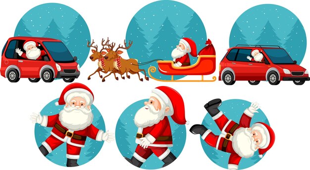 サンタ車とクリスマスのテーマのセット