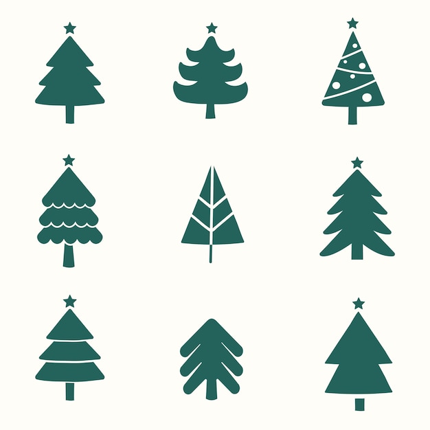 クリスマスツリーのデザイン要素ベクトルのセット