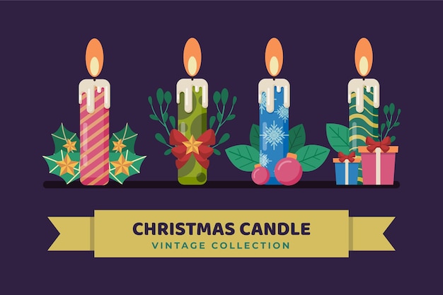 Free vector set of christmas vintage candles