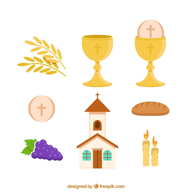 Set of church and objects of first communion