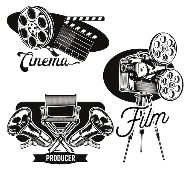 Vettore gratuito set di emblemi del cinema