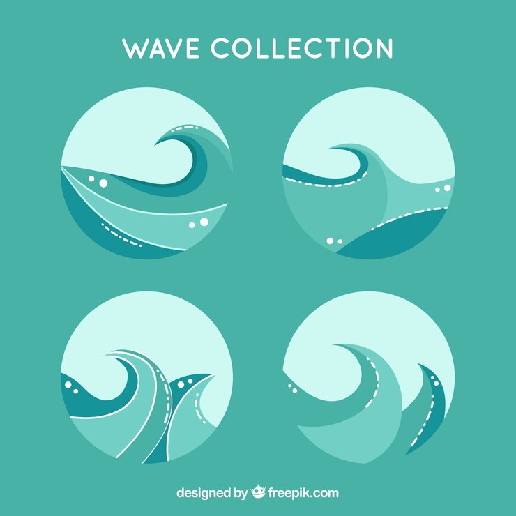 Free Vector set of circles with decorative waves
