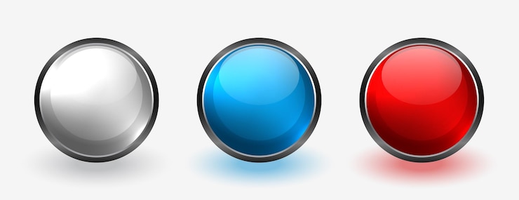 Free Vector set of circular glossy round buttons in three color
