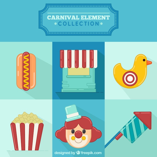 Set of circus elements in flat design