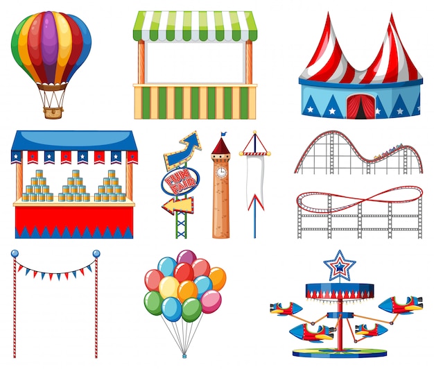 Set of circus items