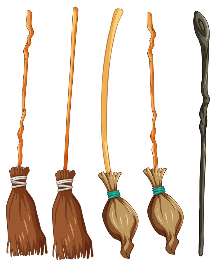 मुफ़्त वेक्टर set of classic witch broom