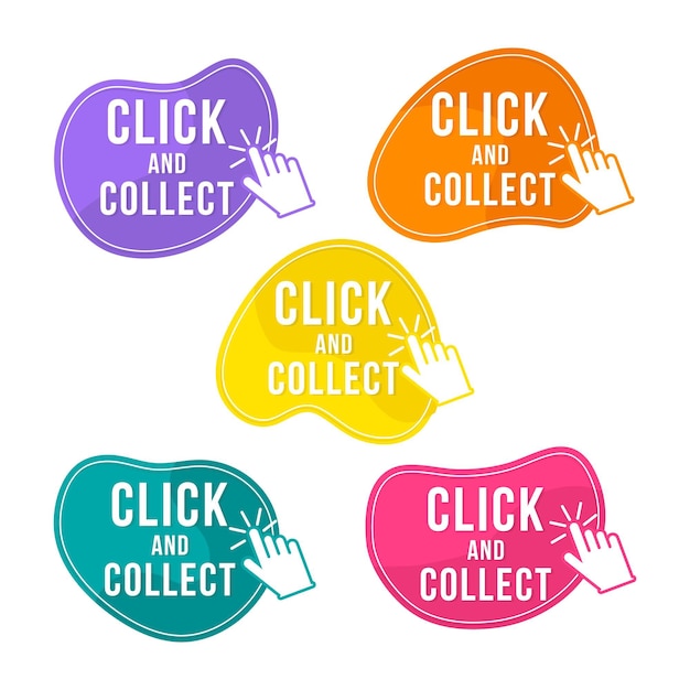 Free vector set of click and collect buttons