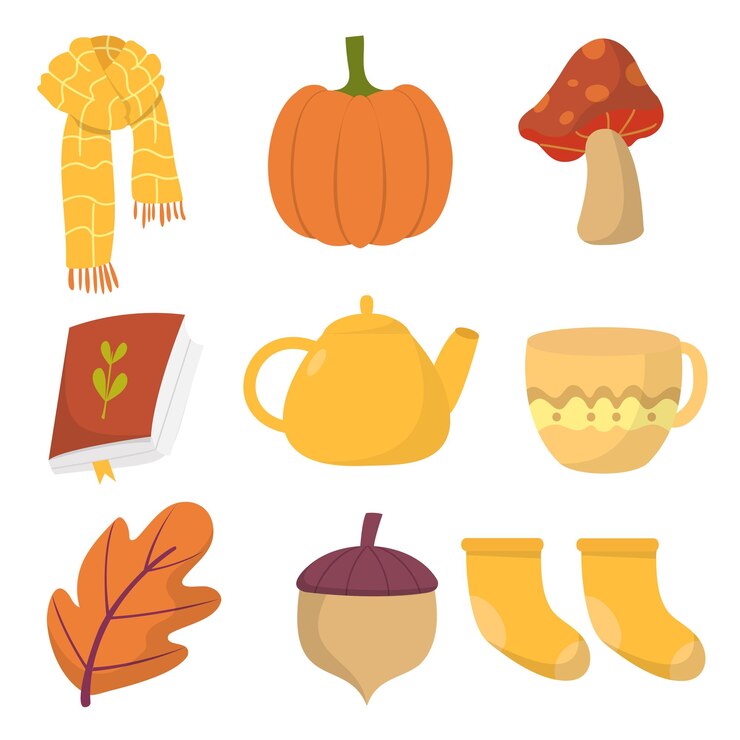 Free Vector set of clothes and object element for autumn weather