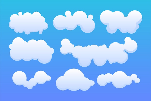 Vettore gratuito insieme di nuvole e cielo blu
