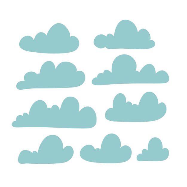 Premium Vector Flat Cloud Set Isolated