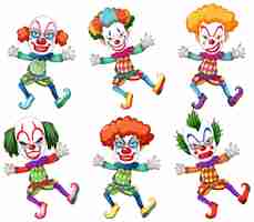 Free vector set of clown cartoon character