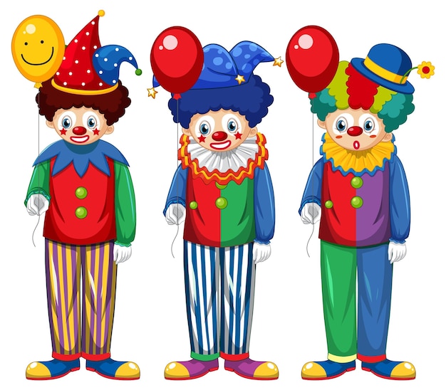 Free vector set of clown cartoon character