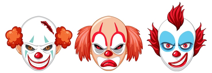 Free Vector set of clown facial expression