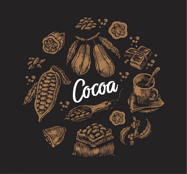 Vettore gratuito set di elementi di cacao