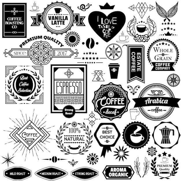 Set of coffee badges, labels and stickers