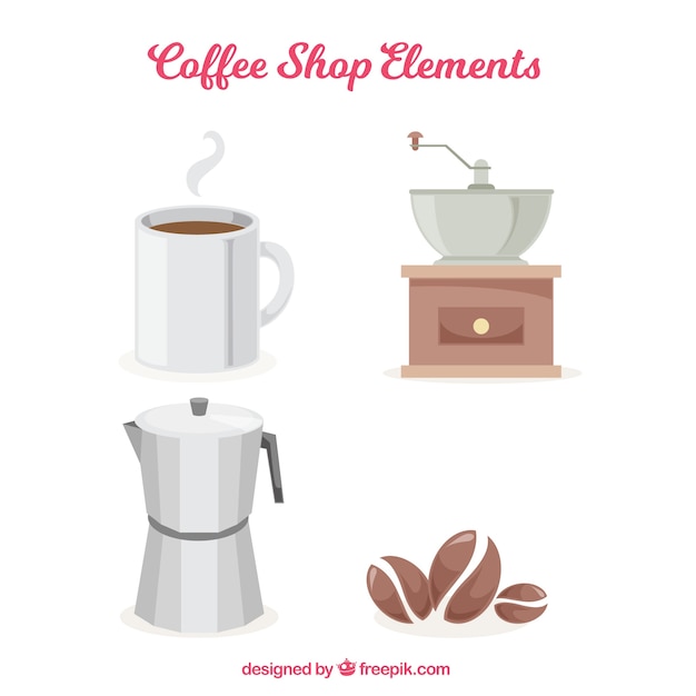 Set of coffee elements