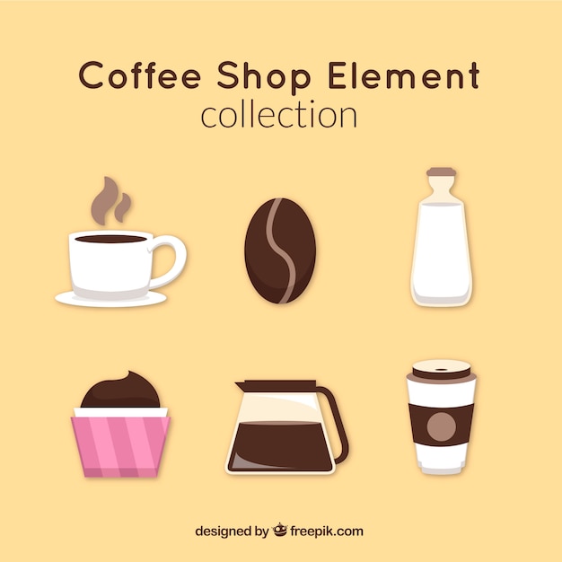 Free vector set of coffee shop accessories