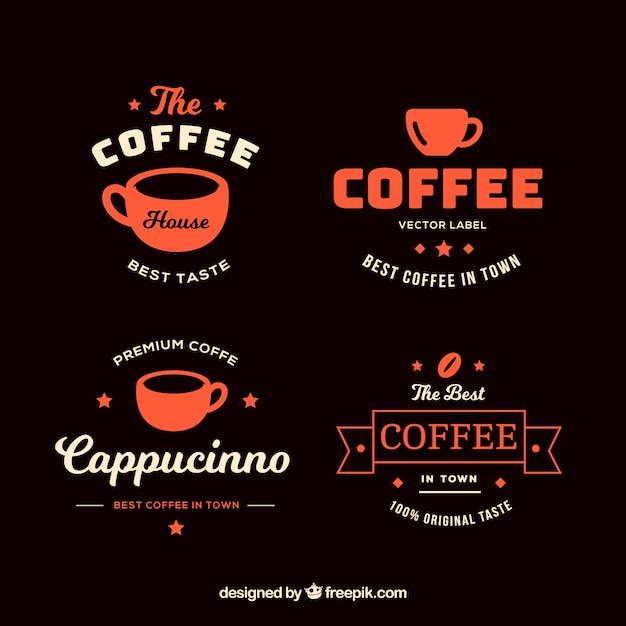 Free vector set of coffee shop badges in vintage style