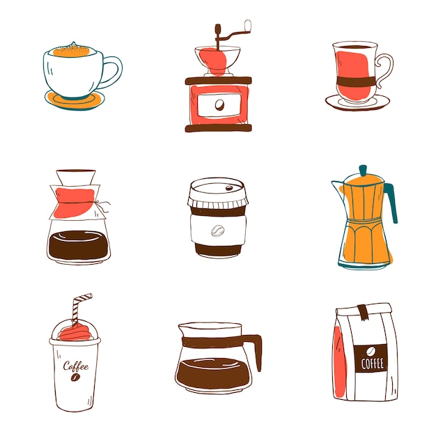 Free vector set of coffee shop icons vector