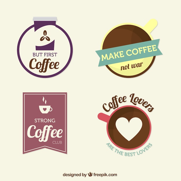 Set of coffee stickers