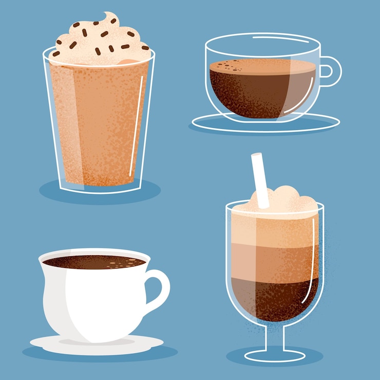 Free Vector set of coffee types