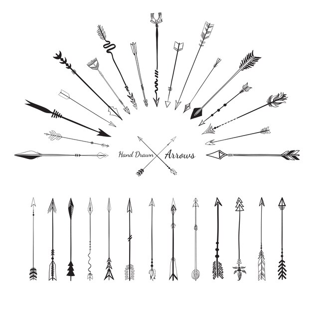 Set collection of arrows icons illustration on white background