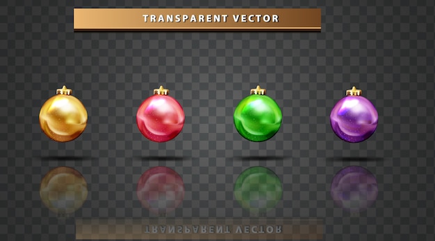 Free vector set collection ball colorful merry christmas transparent background