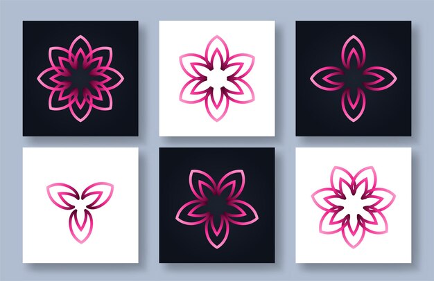 Установить коллекцию дизайна логотипа цветка лотоса салона красоты