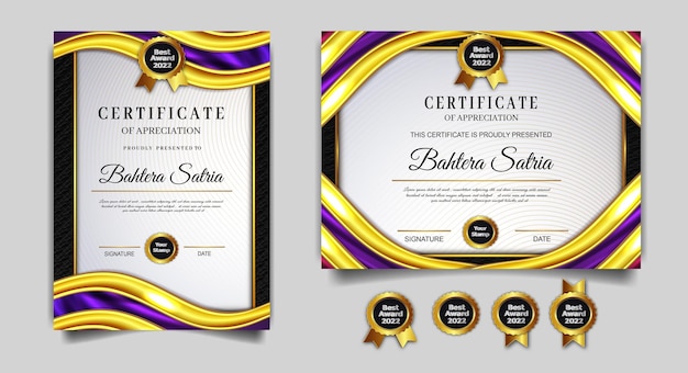 Set collection elegant diploma certificate
