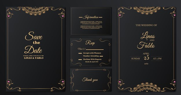 Set collection luxury wedding invitation card template design