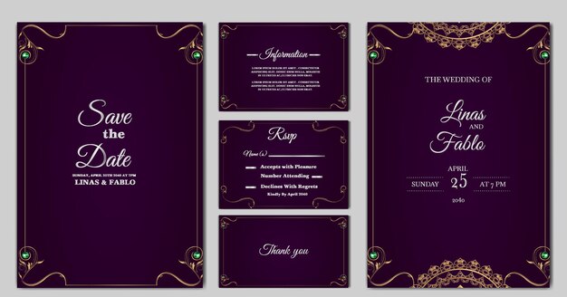 Set collection luxury wedding invitation card template design