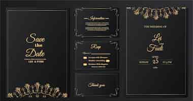 Free vector set collection luxury wedding invitation card template