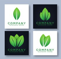 Vettore gratuito impostare la raccolta di natura eco foglia logo design illustrazione vettoriale