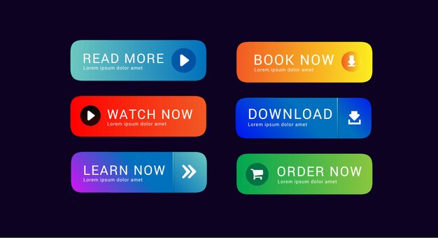 勾配付きのモダンなボタン 無料のベクター 勾配付きのモダンなボタン 無料のベクター
