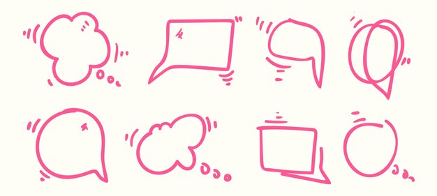 Set collection of speech bubble doodle art vector illustration