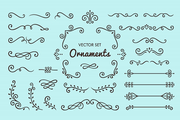 Set collection of vintage ornament elements