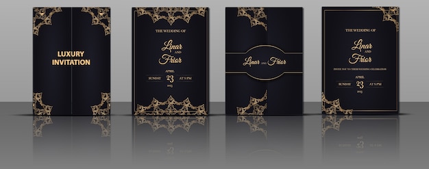 Free vector set collection wedding invitation card template design