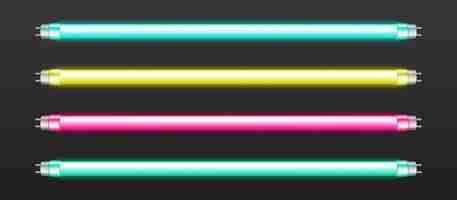 Free vector set of color neon tube lights