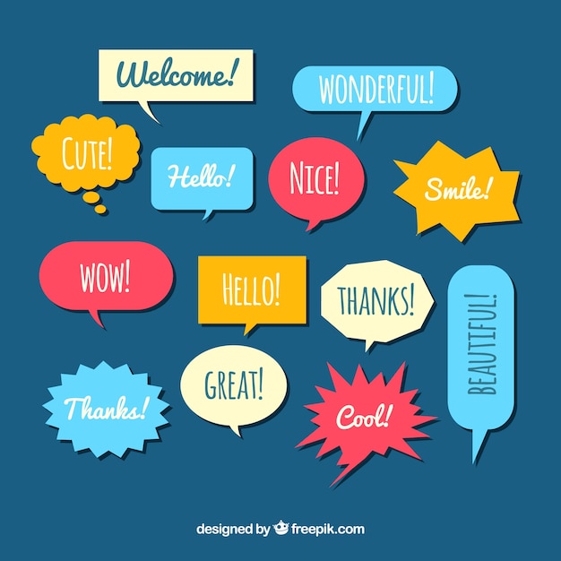 Free vector set of color speech bubbles with messages