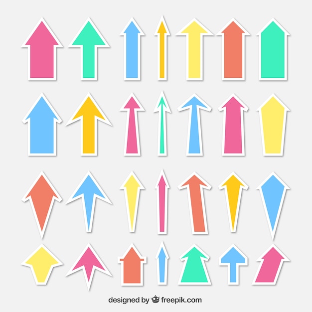 Free vector set of colored arrow stickers