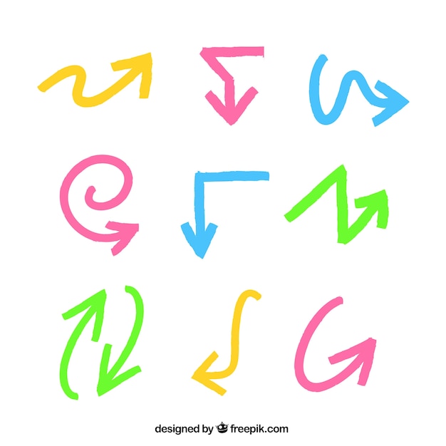 Free vector set of colored arrows