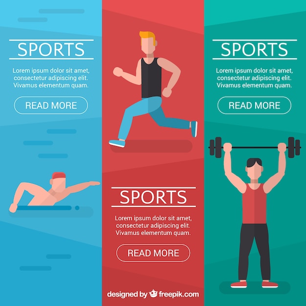 Colored Banners with People Training – Free Vector Download