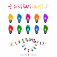 Free vector set of colored lights for christmas celebration