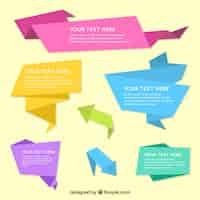 Free vector set of colored origami banners